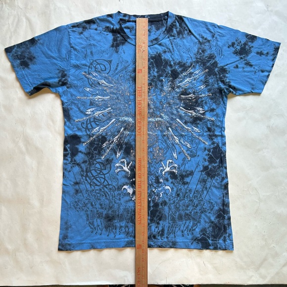 2000s allover screen printed and tie dyed monarchy/affliction style T-shirt - Picture 7 of 8